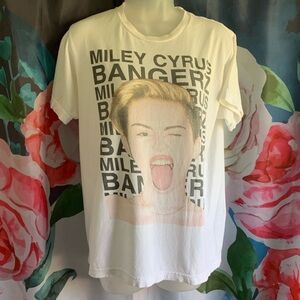 Miley Cyrus White Crew Bangerz 2014 Tour T-shirt